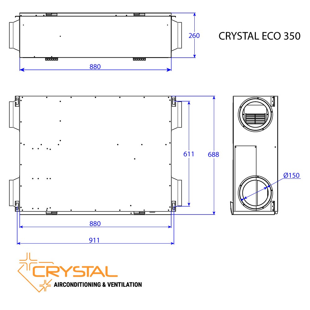 Рекуператор с японски топлообменник Crystal ECO 350